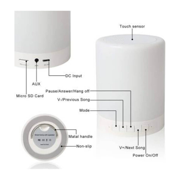 Touch lamp Light Portable Wireless LED Bluetooth Speaker - Image 3