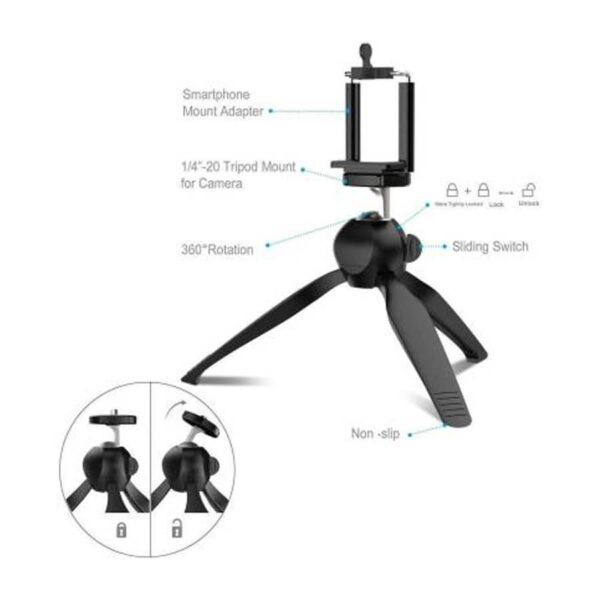 Mini Tripod + Universal Holder Clip XH-228-A for Digital Camera - Image 4