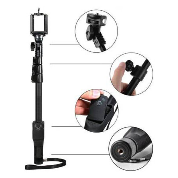 Bluetooth Selfie Stick (Black, Remote Included)