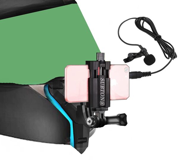 Helmet Head Belt/Strap | Chin Mount+Screw Mobile Holder | For Camera MotoVlogging Strap  (Black & Blue)